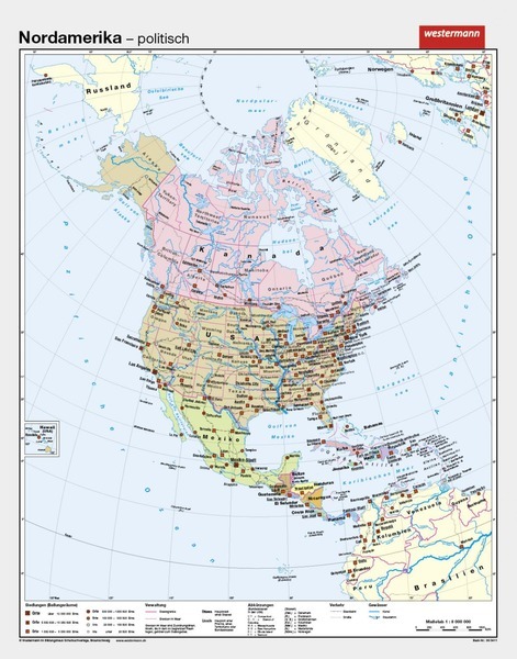 Wandkarte "Nordamerika" physisch/politisch