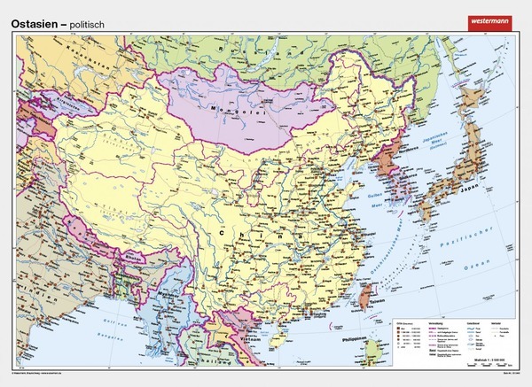 Wandkarte "Ostasien" physisch/politisch